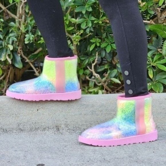 Womens Clear Multi Color Ankle Comfort Boots - Picture 1 of 5